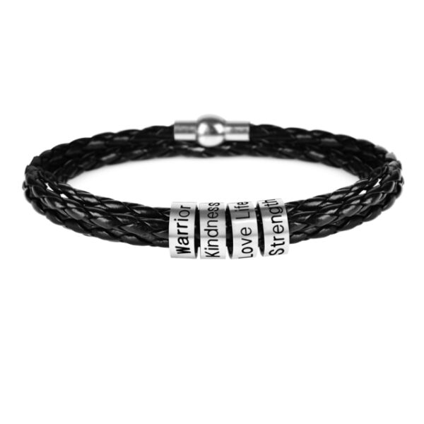 LIKGREAT Name Letter Customize Leather Bracelet for Women Men Stainless Steel Beads Braided Rope Wrist Bracelets 3.jpg 640x640 3