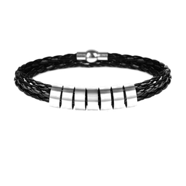 LIKGREAT Name Letter Customize Leather Bracelet for Women Men Stainless Steel Beads Braided Rope Wrist Bracelets 5.jpg 640x640 5