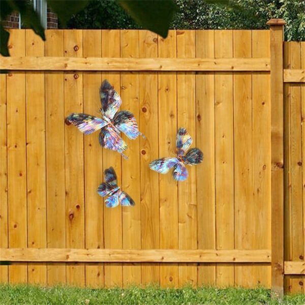 ໂລຫະ Butterfly Decor Wall Sculptures Ornaments Garden Art For Patio Porch Fence Backyard Outdoor Hanging Decoration 3