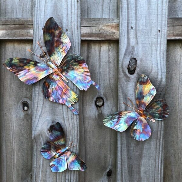 Metal Butterfly Decor Wall Sculptures Ornaments Garden Art For Patio Porch Fence Backyard Backdoor Hanging Mokhabiso