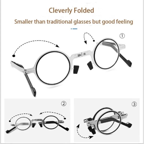 Metal Round Square Folding Reading Glasses Men Blue Light Computer Grade Glasses Narrow Eyeglasses Frame For 5