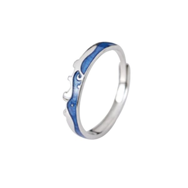 Moon and Sea Promise Ring for Him and Her Adjustable 2 Tone Sterling Silver 925 Rings 5