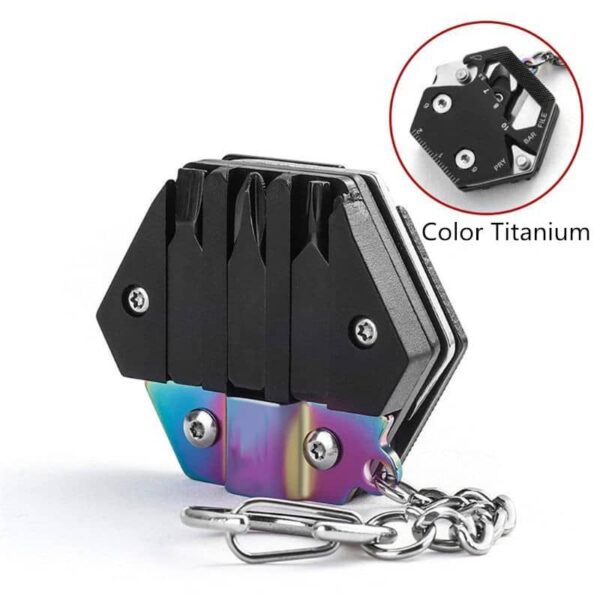 Multifunctional Hexagon Coin Outdoor EDC Tool Hexagon Folding Coin Knife Keychain Screwdriver Pocket Fold Mini coltello 4