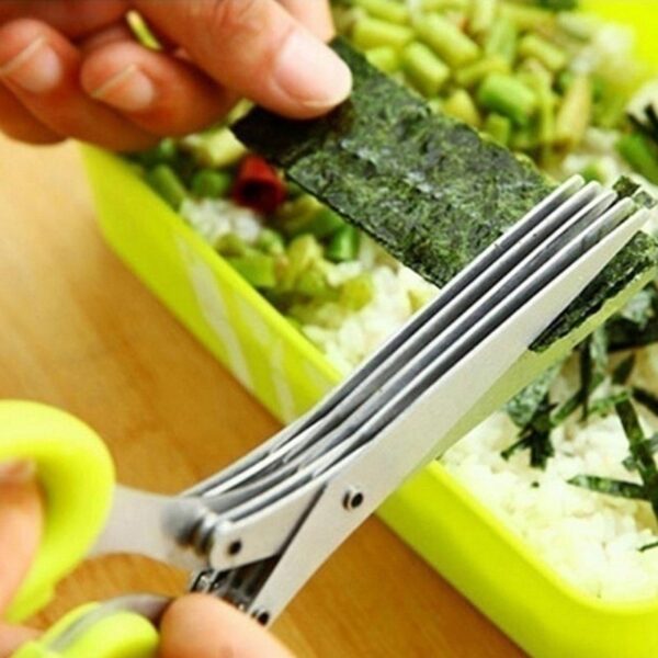 Multifunctional Muti Layers Stainless Steel Knives Multi Layers KItchen Scissors Scallion Cutter Herb Laver Spices Cook 1