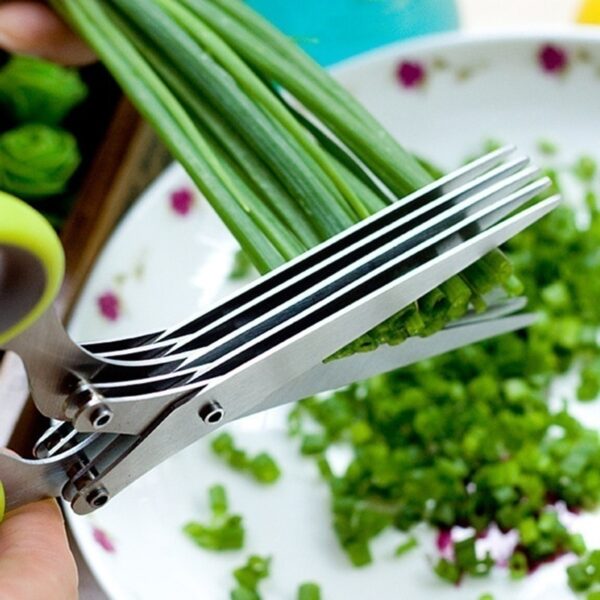 Multifunctional Muti Layers Stainless Steel Knives Multi Layers KItchen Scissors Scallion Cutter Herb Laver Spices Cook 3