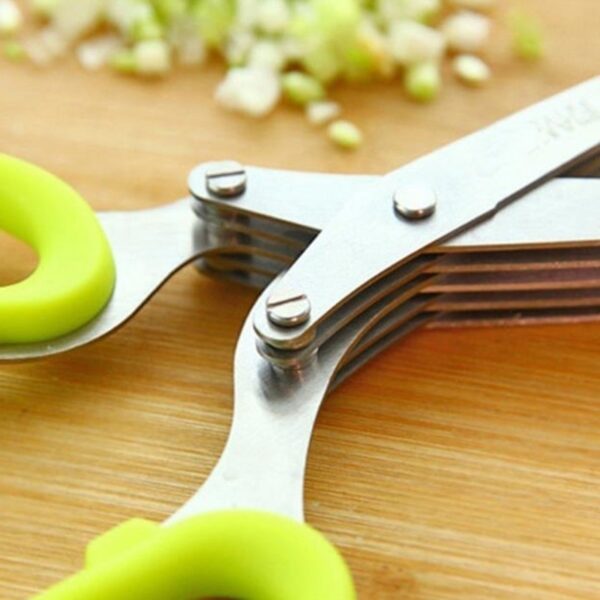 Multifunctional Muti Layers Stainless Steel Knives Multi Layers KItchen Scissors Scallion Cutter Herb Laver Spices Cook 5