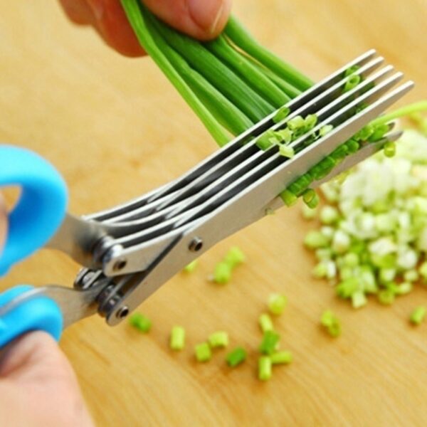 Multifunctional Muti Layers Stainless Steel Knives Multi Layers KItchen Scissors Scallion Cutter Herb Laver Spices Cook