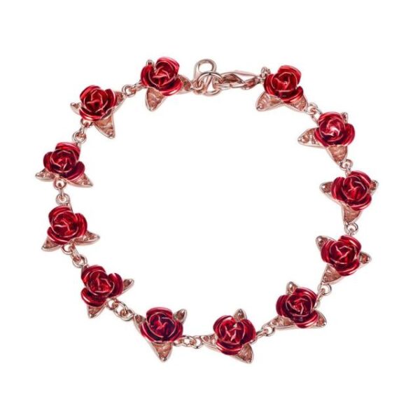 New Ins Red Rose Flowers Bracelet Wrist Charm Chain Gold Color Rose Bracelets For Women Mother 2.jpg 640x640 2
