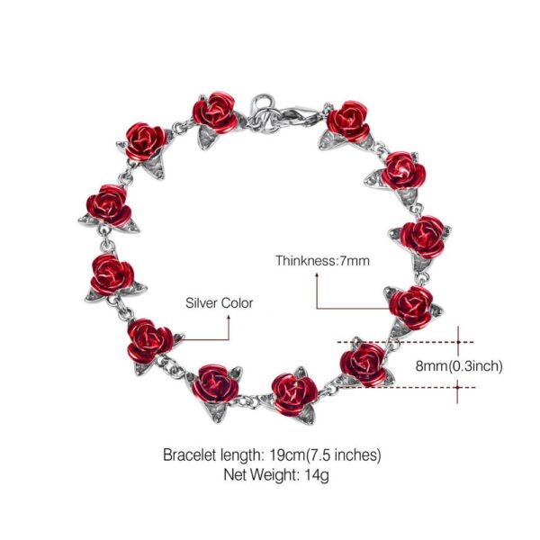 New Ins Red Rose Flowers Bracelet Wrist Charm Chain Gold Color Rose Bracelets For Women Mother 4