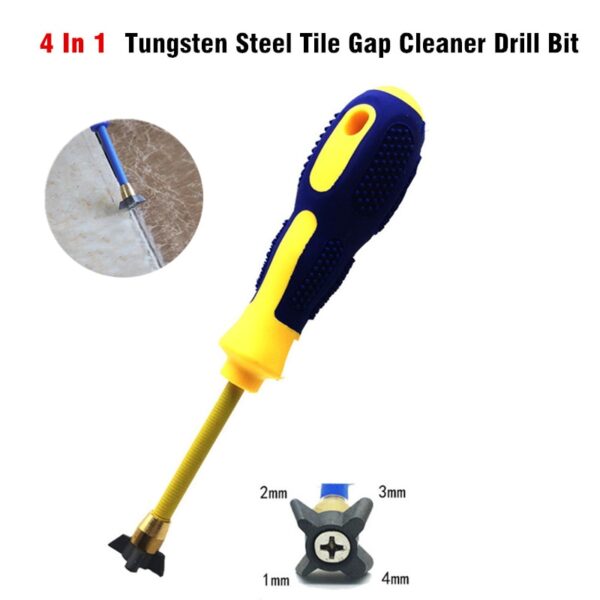 Professional 4In1 Tungsten Steel Tile Gap Cleaner Cone Ceramic Tile Grout Remover for Floor Wall Seam 1