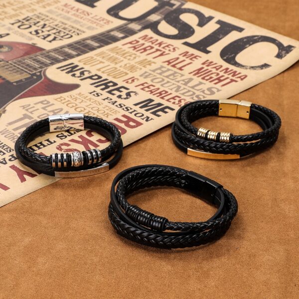 Trendy 2021 Leather Wrap Bracelets Bangles for Men Male Hippop Rapper Casual Jewelry Accessories Boyfriend Husband 4