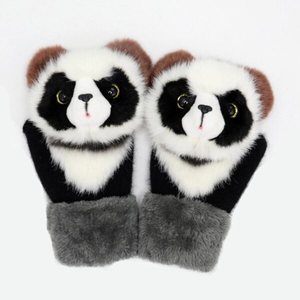 Winter Knit Gloves Cute 3D Fluffy Cartoon Animal Decor Thickened Plush Lining Windproof Thermal Warm Mittens 2.jpg 640x640 2