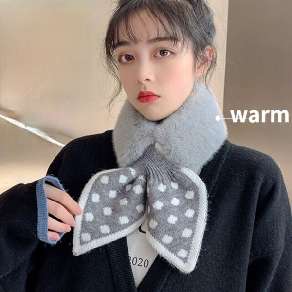 Foulards pour femmes Étudiants Kawaii Écharpe pour femmes confortable Patchwork Bow Dot Style coréen All match Design Faux 4.jpg 640x640 4