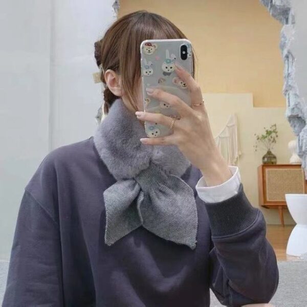 Women Scarves Kawaii Students Comfortable Womens Scarf Patchwork Bow Dot Korean Style All match Design Faux 6.jpg 640x640 6