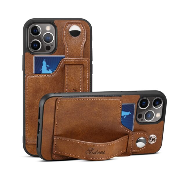 for iPhone 12 13 Mini 12 Pro Max Cases Luxury Leather Bracket Wristband Card Slot Holder 2