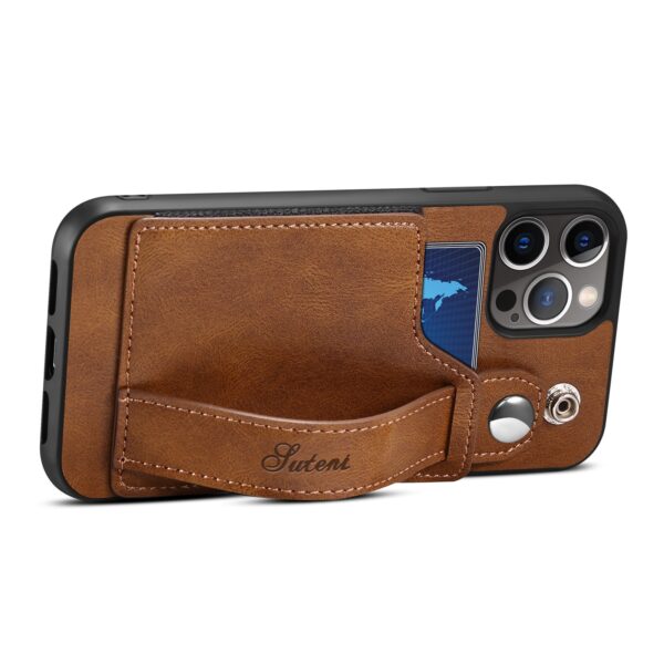 for iPhone 12 13 Mini 12 Pro Max Cases Luxury Leather Bracket Wristband Card Slot Holder 3