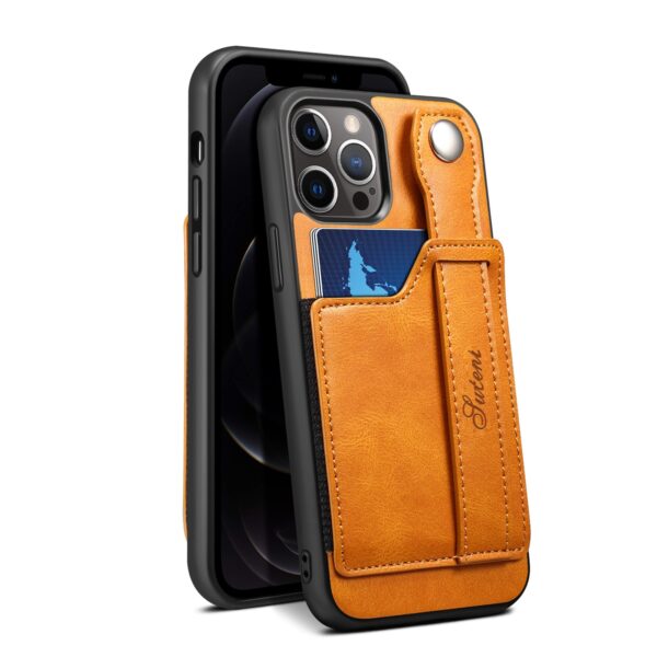 ho an'ny iPhone 12 13 Mini 12 Pro Max Cases fonon-koditra vita amin'ny hoditra lafo vidy fehin-tànana karatra Slot Holder 4