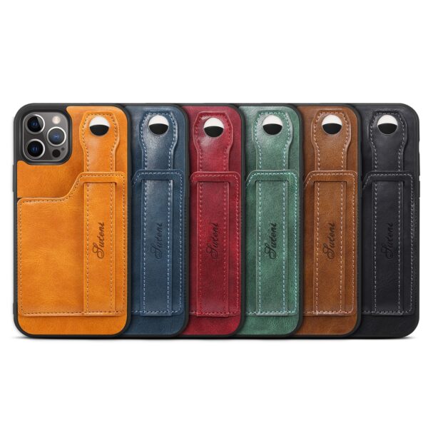 ho an'ny iPhone 12 13 Mini 12 Pro Max Cases fonon-koditra vita amin'ny hoditra lafo vidy fehin-tànana karatra Slot Holder 5