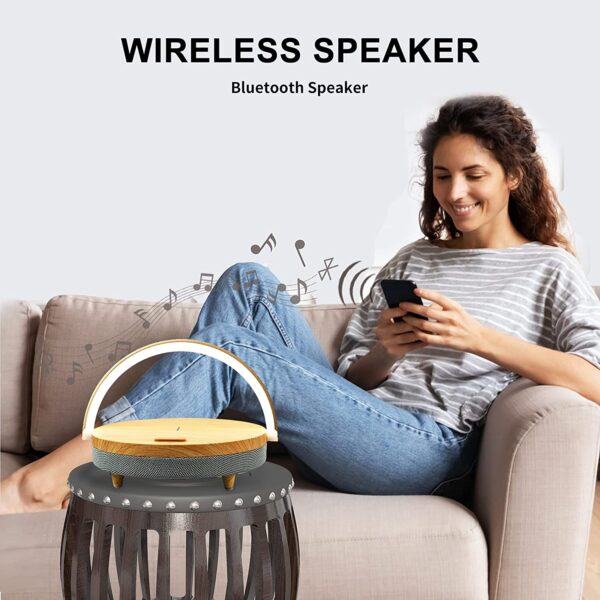 15W High Power Wood wireless charger Bluetooth Speaker LED Lamp fast charger for iPhone 13 13Pro 1