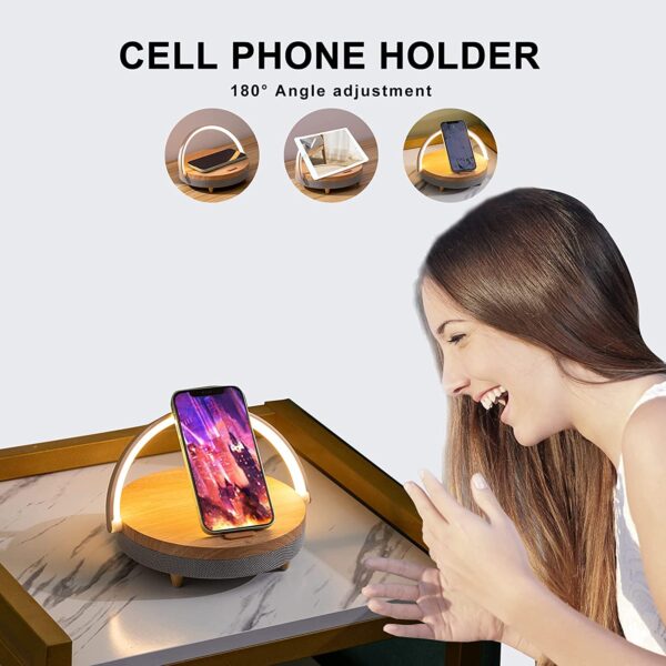 15W High Power Wood wireless charger Bluetooth Speaker LED Lamp fast charger for iPhone 13 13Pro 2