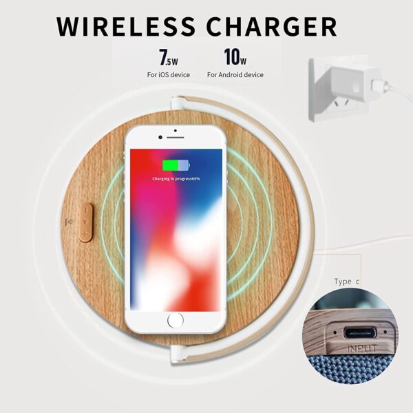 15W High Power Wood wireless charger Bluetooth Speaker LED Lamp fast charger for iPhone 13 13Pro 3