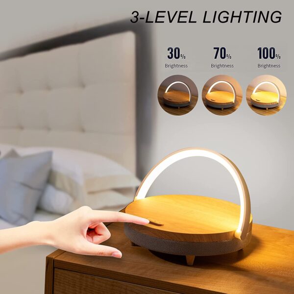 15W High Power Wood wireless charger Bluetooth Speaker LED Lamp fast charger for iPhone 13 13Pro