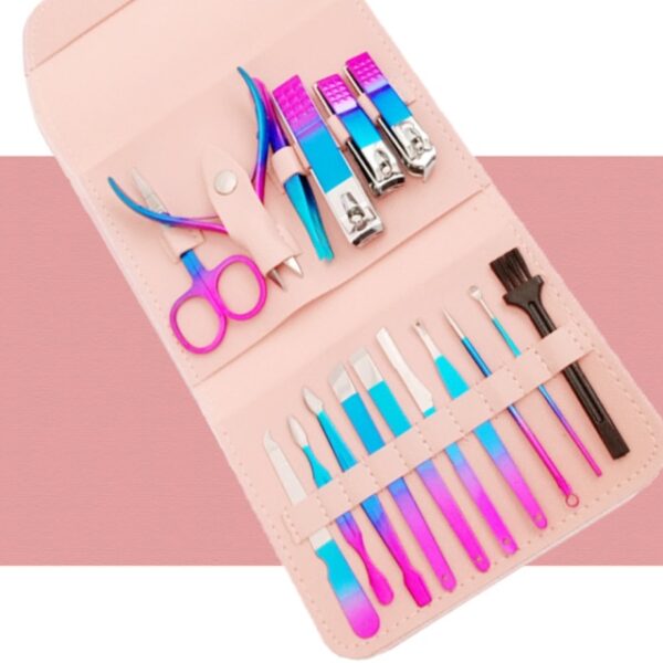 16pcs Manicure Set With PU Leather Case Nail Clippers Kit Pedicure Care Tools Nail Care Scissors 4.jpg 640x640 4