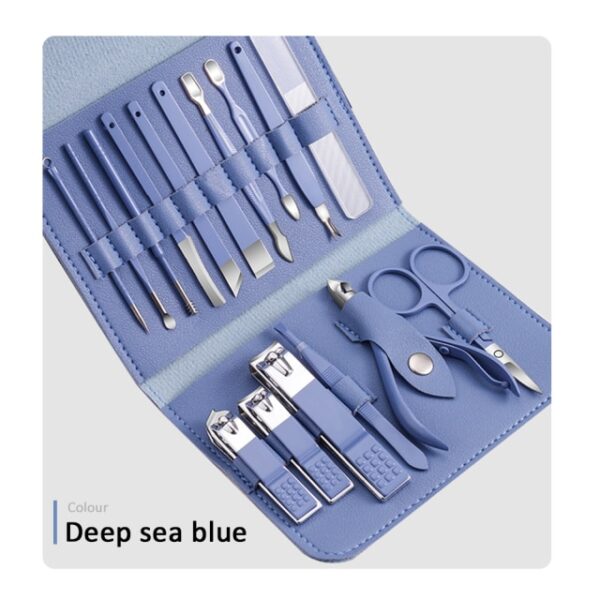 16pcs Manicure Set With PU Leather Case Nail Clippers Kit Pedicure Care Tools Nail Care