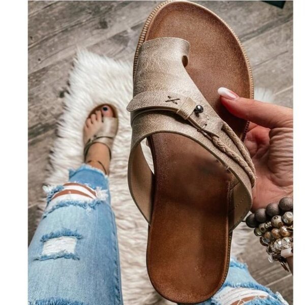 2022 New Summer Women Fashion Casual Comfortable Orthotics Slippers Correction Open Toe Sandals Flat Heel Flip 2.jpg 640x640 2