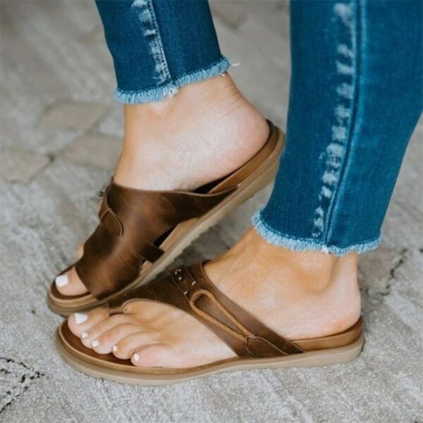 2022 New Summer Women Fashion Casual Comfortable Orthotics Slippers Correction Open Toe Sandals Flat Heel Flip