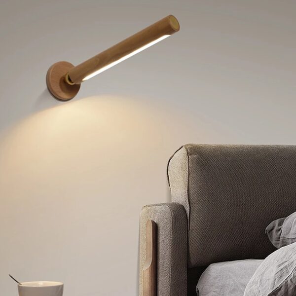 360 Rotatable USB Charging Wood Indoor Wall Light Adjustable Brightness Touch Switch Sconce Corridor Wall Lights 1