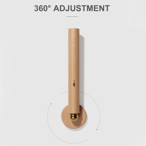 360 Rotatable USB Charging Wood Indoor Wall Light Adjustable Brightness Touch Switch Sconce Corridor Wall Lights 3