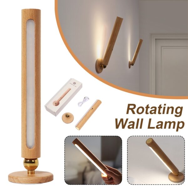 360 Rotatable USB Charging Wood Indoor Wall Light Adjustable Brightness Touch Switch Sconce Corridor Wall Lights