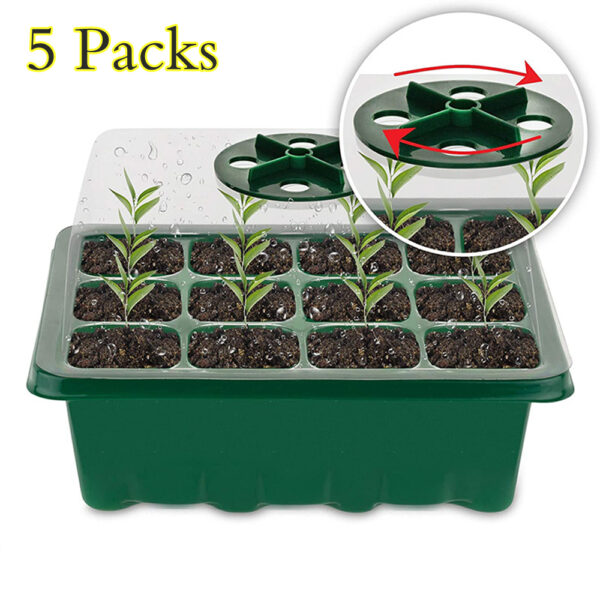 5 Sets Plastic Nursery Pot 12 Holes Seed Grow Planter Box Greenhouse Seeding Garden Seed Pot