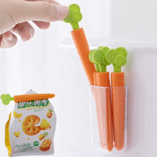 5PC Sealing Tongs Food Bag Closure Clip Cartoon Carrot Shape Moisture Proof Clamp Fresh Keeping Sealing 3