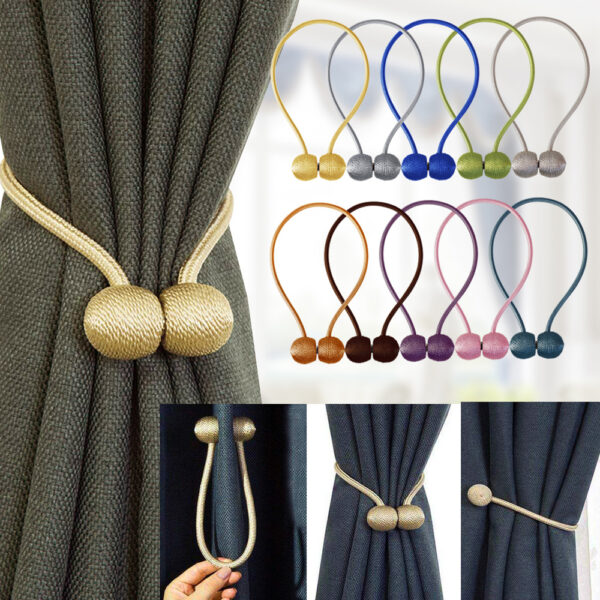 BELAVENIR 1Pc Magnetic Curtain Tieback High Quality Holder Hook Buckle Clip Curtain Tieback Polyester Decorative Home