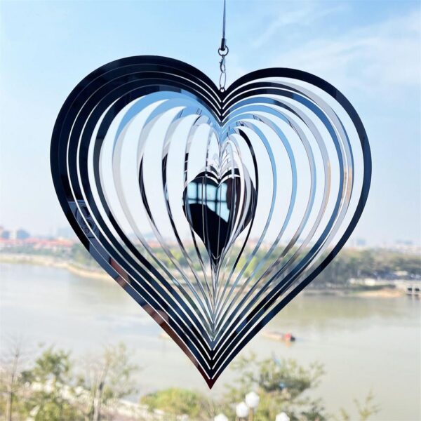 Beating Heart Wind Spinner Nehrđajući čelik Metal Wind Catcher Love Rotating Wind Chime Home Garden Hang 1