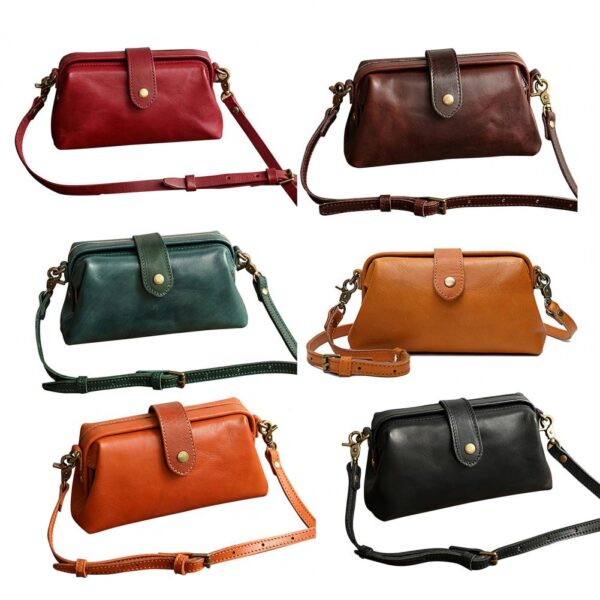 Casual Leather Shoulder Bags Retro Handmade Doctor Bag Clutch Crossbody Bag Women Vintage Style Travel Handbags 1
