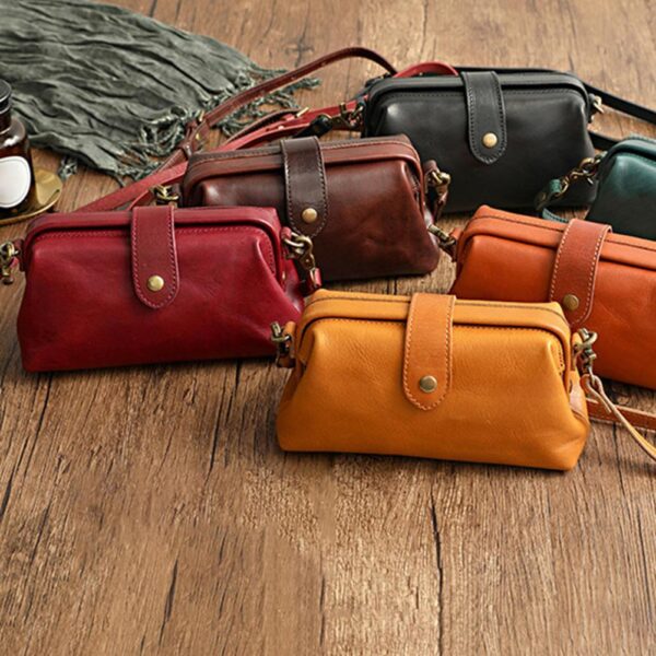 Casual Leather Shoulder Bags Retro Handmade Doctor Bag Clutch Crossbody Bag Women Vintage Style Travel Handbags