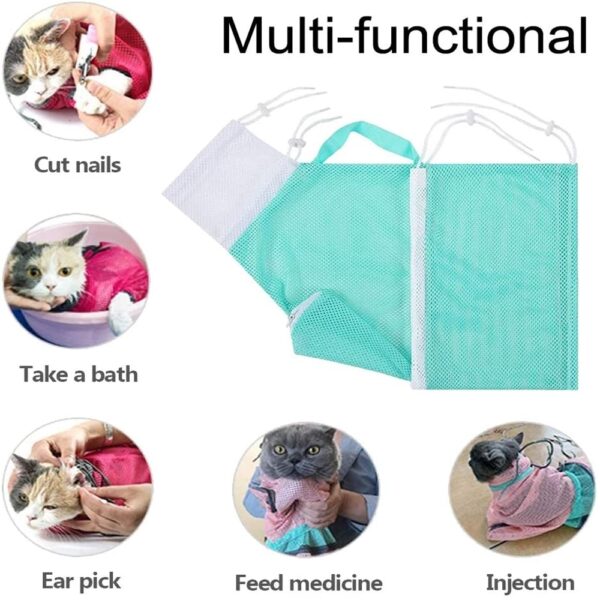 Cat Bathing Bag Cat Grooming Shower Net Adjustable Cats Restraint Bag Prevent Scratching For Bathing Nail 1