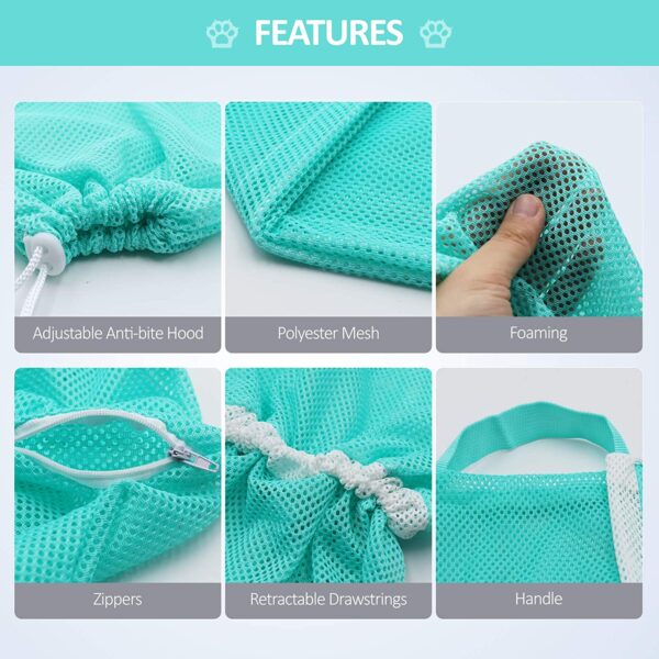 Cat Bathing Bag Cat Grooming Shower Net Adjustable Cats Restraint Bag Prevent Scratching For Bathing Nail 3
