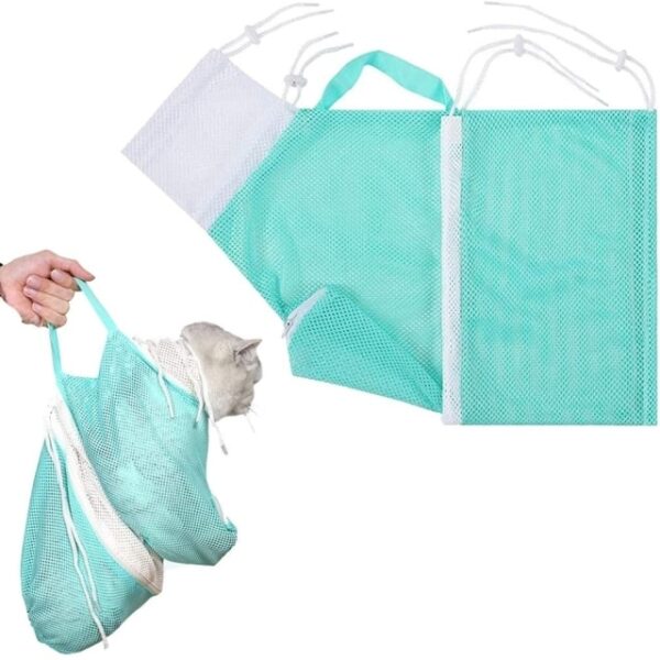 Cat Bathing Bag Cat Grooming Shower Net Adjustable Cats Restraint Bag Prevent Scratching For Bathing