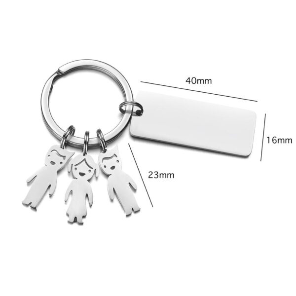 Customized Stainless steel Key Rings laser Engrave Kids Names Pendant Charms Drive safely bar Key chain 4