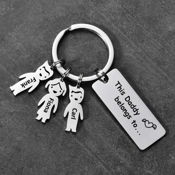 Customized Stainless steel Key Rings laser Engrave Kids Names Pendant Charms Drive safely bar Key chain