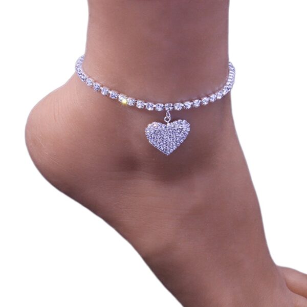 Fashion Crystal Heart Anklets for Women Simple Beach Rhinestone Chain Anklets Jewelry Gifts