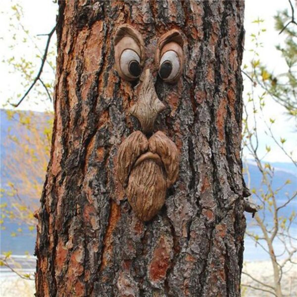 Pîremêrd Funny Tree Face Hugger Garden Hunera Derveyî Dara Amusing Old Man Face Peyker Whimsical 3