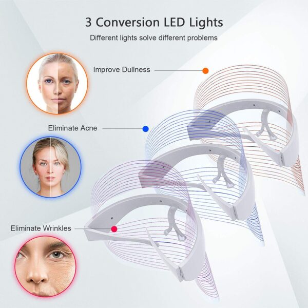 HSKOU 7 Colors Light LED Facial Mask With Neck Skin Rejuvenation Face Care Treatment Beauty Anti 2