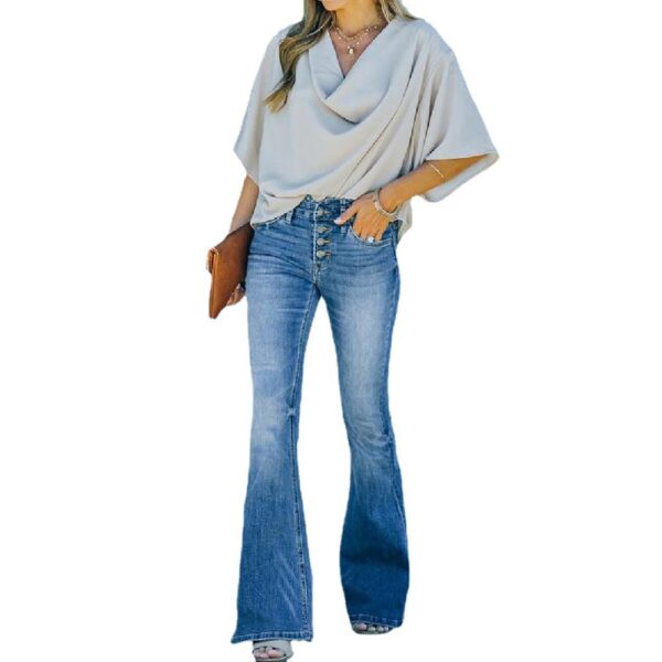 Ženske traperice jesen i zima retro tanke rastezljive hlače ulična moda ležerne labave traperice s patentnim zatvaračem