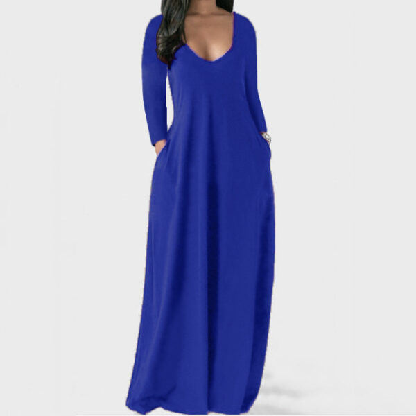 Long Sleeve Pockets Dresses Women Casual Loose Dress Summer V Neck Double Robe Femme Tunic Vintage 3.jpg 640x640 3