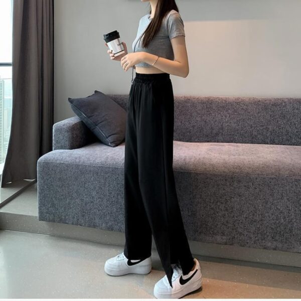 Pants Women Summer Fashion Korean Style Baggy Wide Leg Harajuku Black Ladies Trouser Vintage High Waisted 3